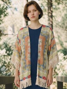Grace & Lace Boho Bloom Fringe Kimono